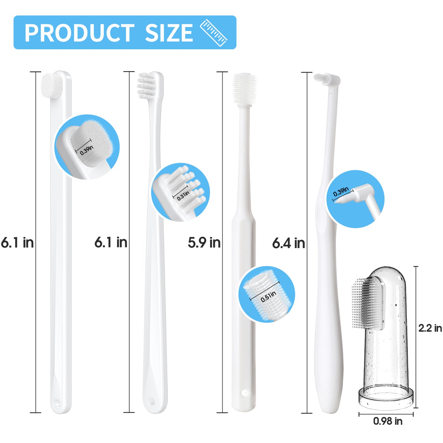 VVHOMIFE Cat Toothbrush Kit, Dog Toothbrush Kit, Suitable for All Cats and Dogs Dental Care. White, Soft Bristles, Meet All Cleaning Needs, Multi-Functional Dental Cleaning (S)