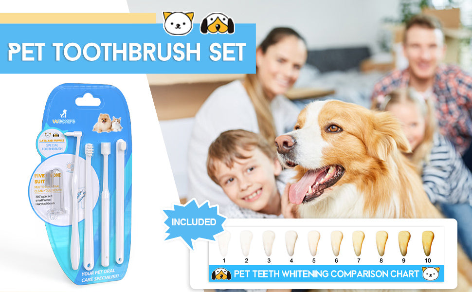 VVHOMIFE Cat Toothbrush Kit, Dog Toothbrush Kit, Suitable for All Cats and Dogs Dental Care. White, Soft Bristles, Meet All Cleaning Needs, Multi-Functional Dental Cleaning (S)