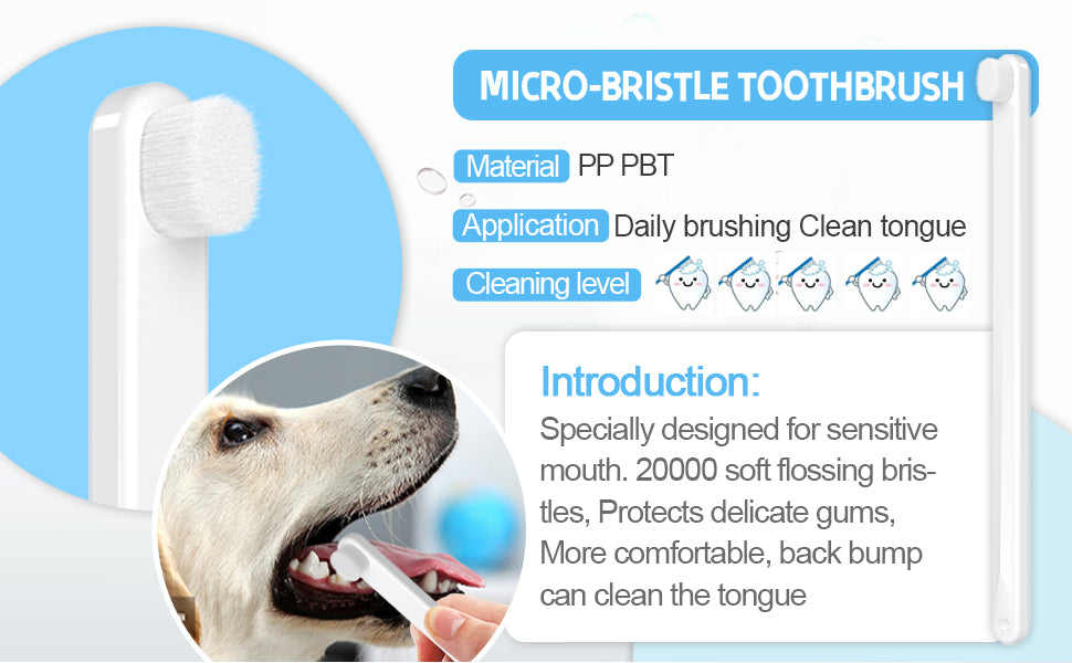 VVHOMIFE Cat Toothbrush Kit, Dog Toothbrush Kit, Suitable for All Cats and Dogs Dental Care. White, Soft Bristles, Meet All Cleaning Needs, Multi-Functional Dental Cleaning (S)