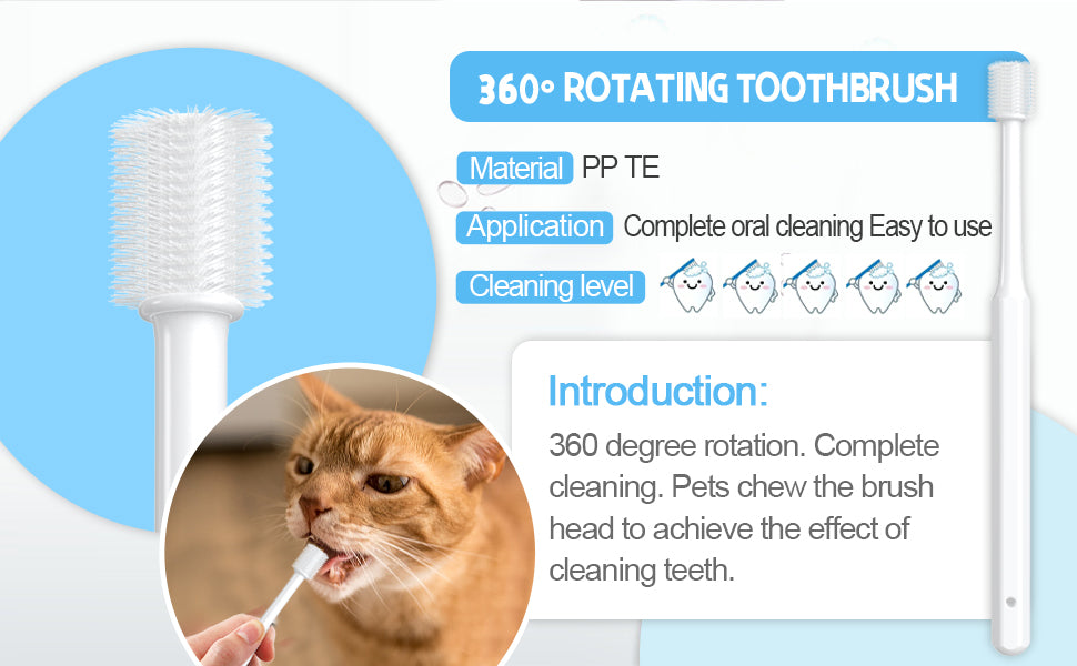 VVHOMIFE Cat Toothbrush Kit, Dog Toothbrush Kit, Suitable for All Cats and Dogs Dental Care. White, Soft Bristles, Meet All Cleaning Needs, Multi-Functional Dental Cleaning (S)