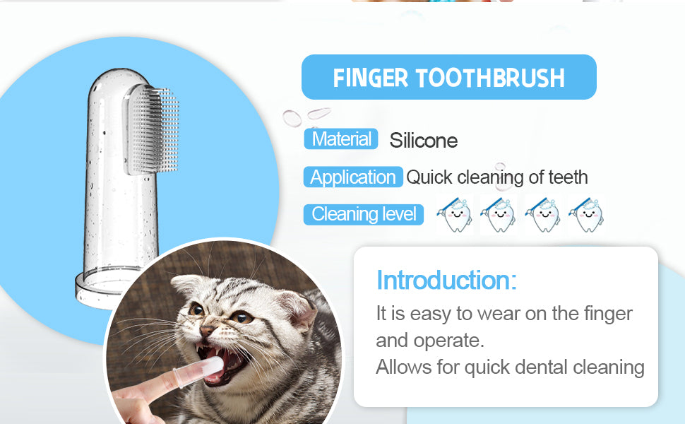 VVHOMIFE Cat Toothbrush Kit, Dog Toothbrush Kit, Suitable for All Cats and Dogs Dental Care. White, Soft Bristles, Meet All Cleaning Needs, Multi-Functional Dental Cleaning (S)